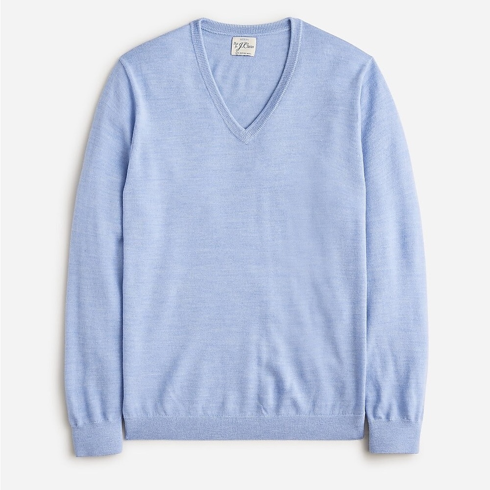 J. Crew Blue merino wool V-neck sweater